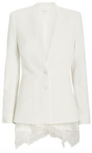 White women's blazer with a white skirt