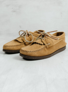 A pair of light brown shoes