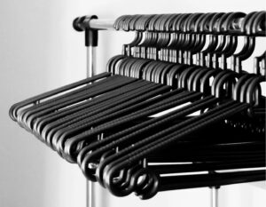 empty black clothes hangers