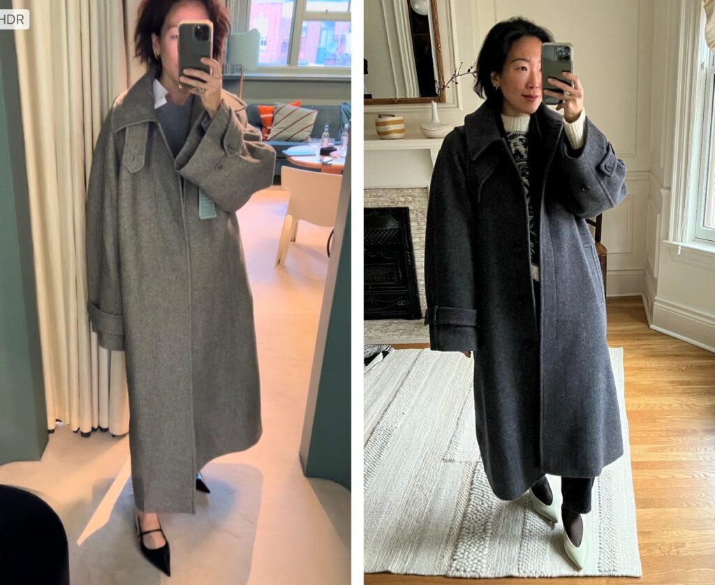 asian woman wearing two different jackets
